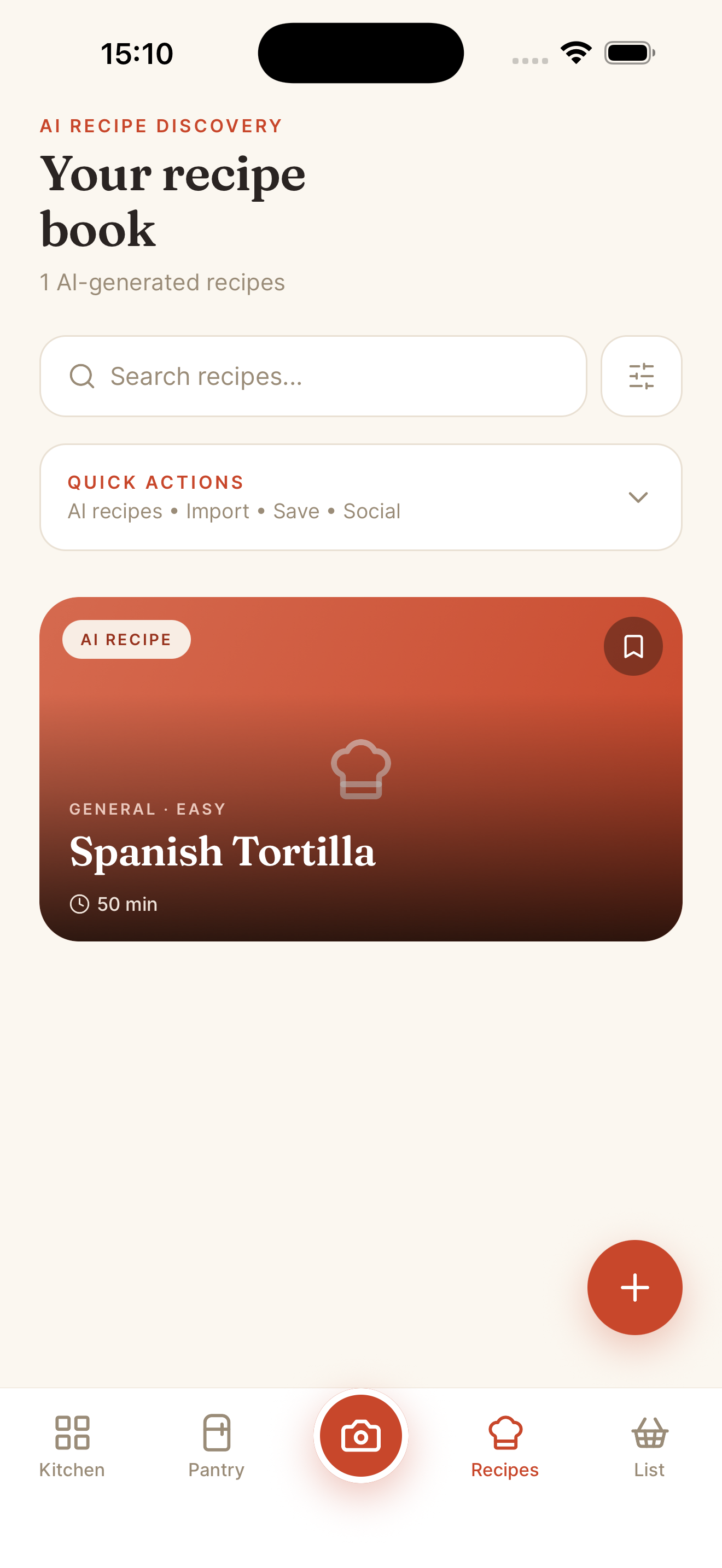 Step 2 — AI matches recipes to your pantry